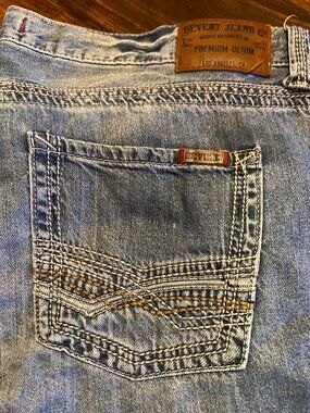 Seven7 . Mens Sz 38x32 Wash Blue Straight Denim
